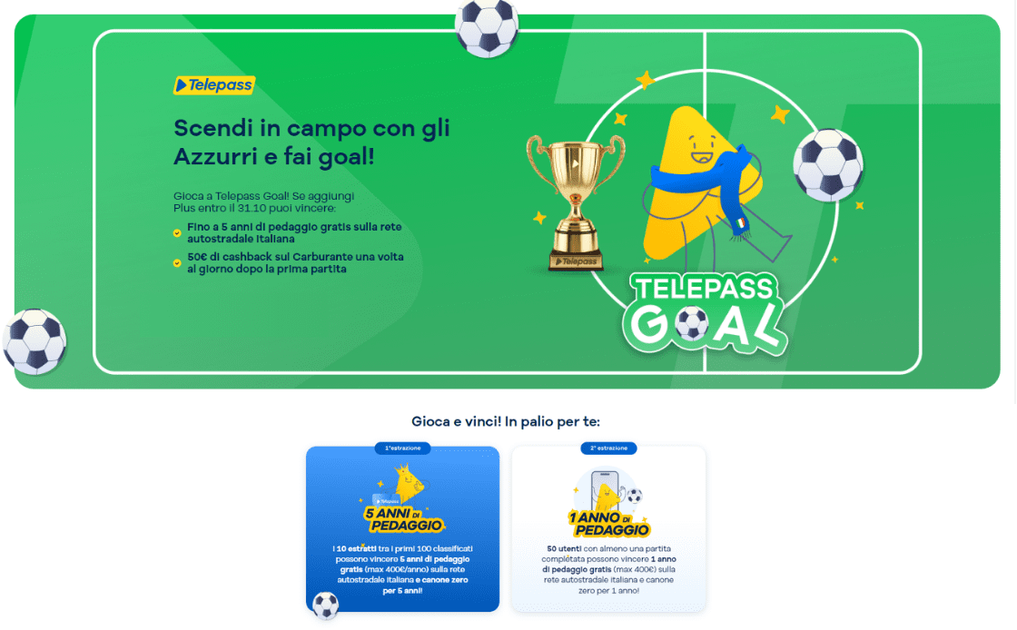 Concorso gioca e vinci con telepass goal